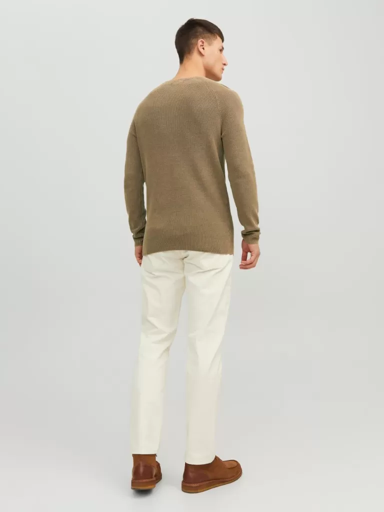 JACK & JONES Swetry^Gładki Sweter wkładany przez głowę Brązowy