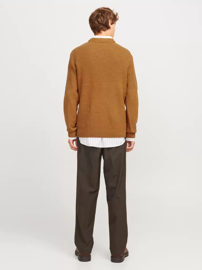 JACK & JONES Swetry^Gładki Sweter wkładany przez głowę Pomarańczowy