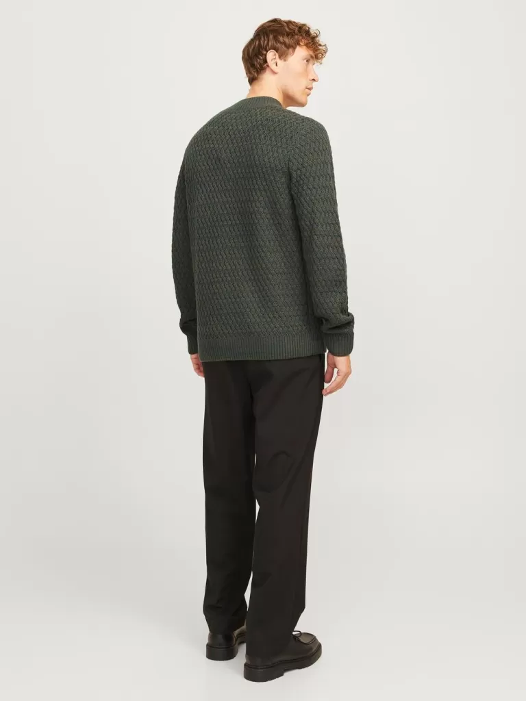 JACK & JONES Swetry^Gładki Sweter wkładany przez głowę Zielony