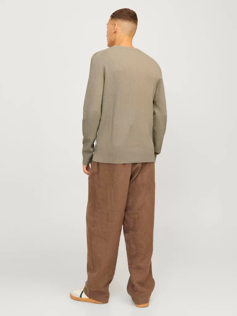 JACK & JONES Swetry^Gładki Sweter wkładany przez głowę Beżowy