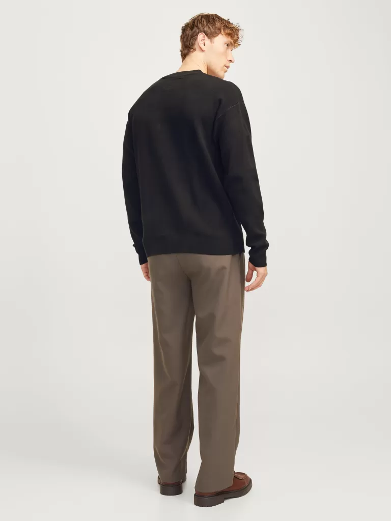 JACK & JONES Swetry^Gładki Sweter wkładany przez głowę Czarny