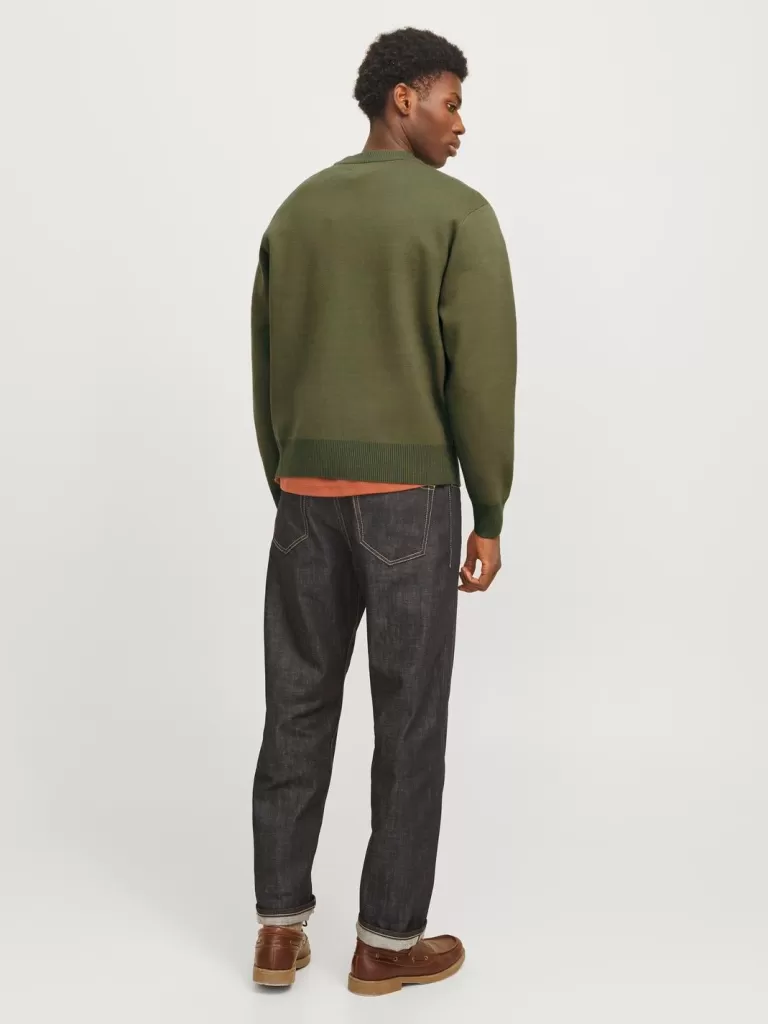 JACK & JONES Swetry^Gładki Sweter wkładany przez głowę Zielony