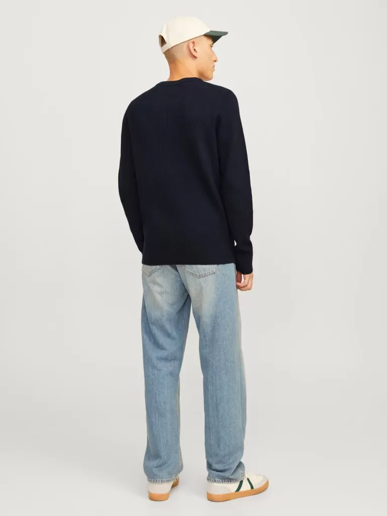JACK & JONES Swetry^Gładki Sweter wkładany przez głowę Niebieski