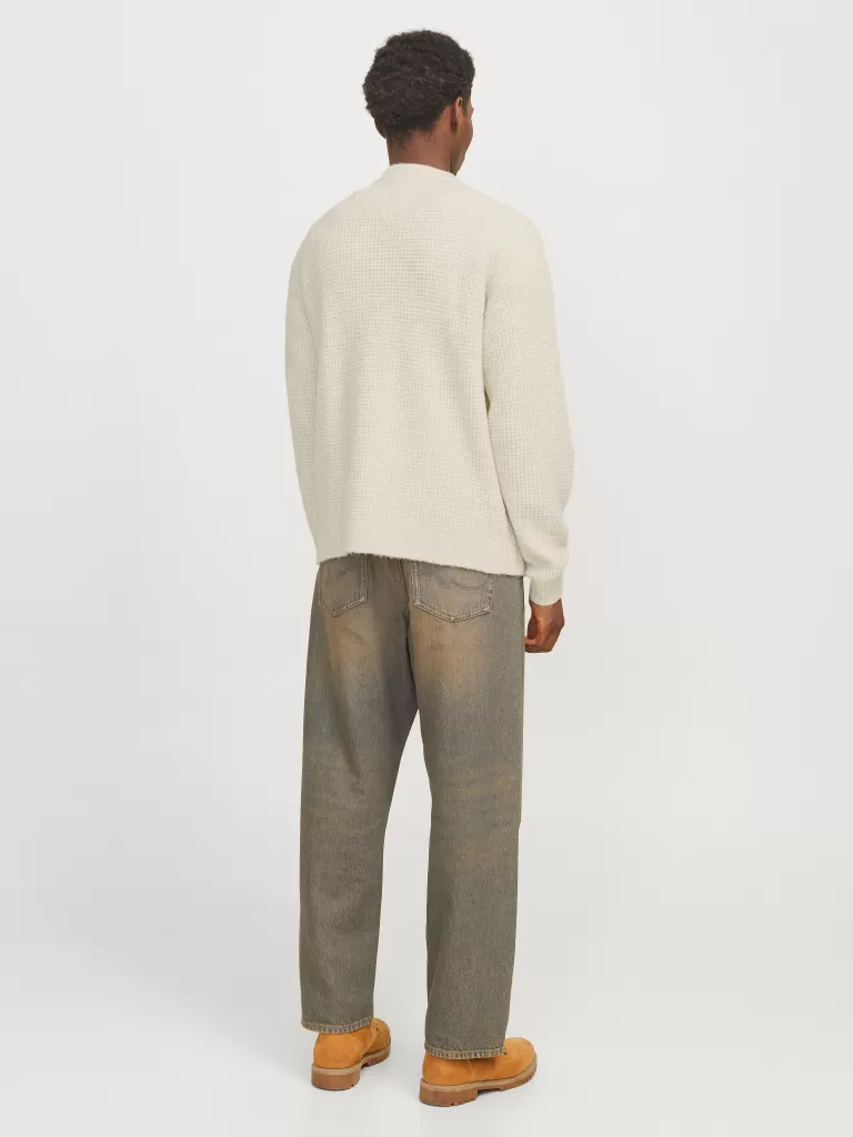 JACK & JONES Swetry^Gładki Sweter wkładany przez głowę Biały