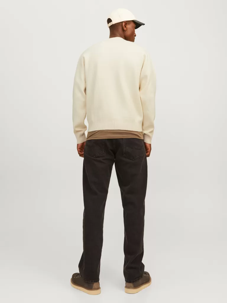 JACK & JONES Swetry^Gładki Sweter wkładany przez głowę Biały