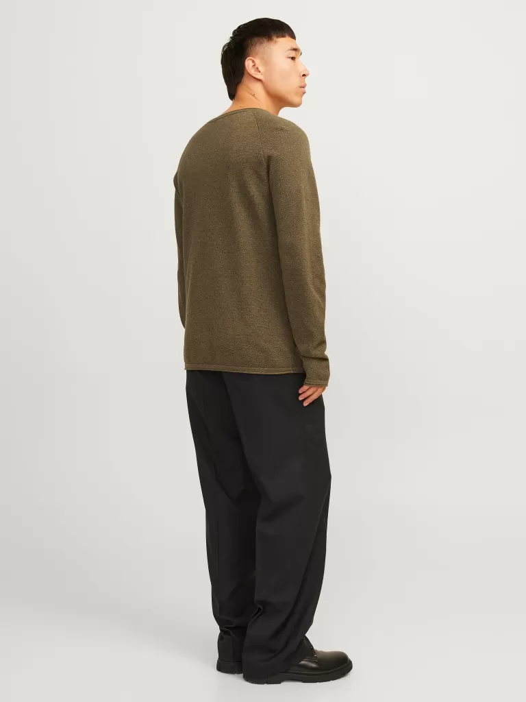 JACK & JONES Swetry^Gładki Sweter wkładany przez głowę Zielony