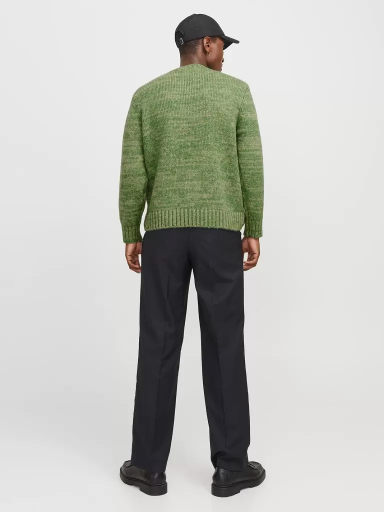 JACK & JONES Swetry^Gładki Sweter wkładany przez głowę Zielony