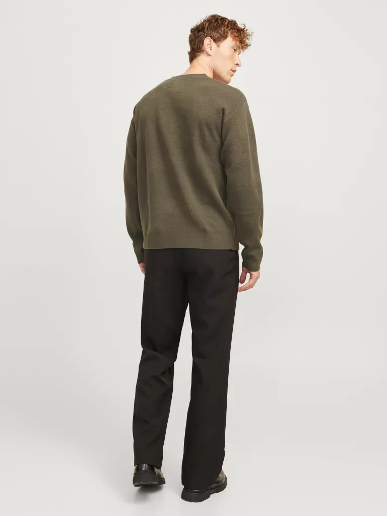 JACK & JONES Swetry^Gładki Sweter wkładany przez głowę Zielony