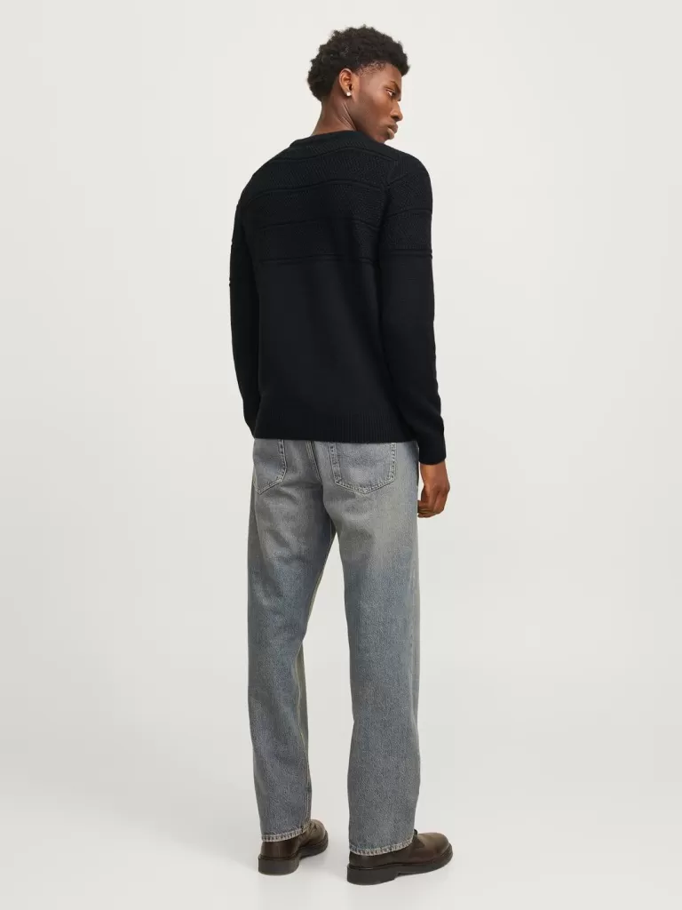 JACK & JONES Swetry^Gładki Sweter wkładany przez głowę Niebieski