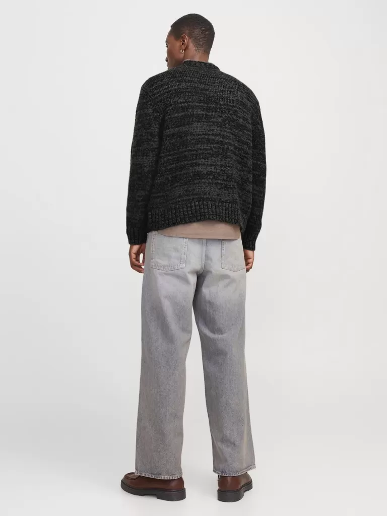 JACK & JONES Swetry^Gładki Sweter wkładany przez głowę Czarny