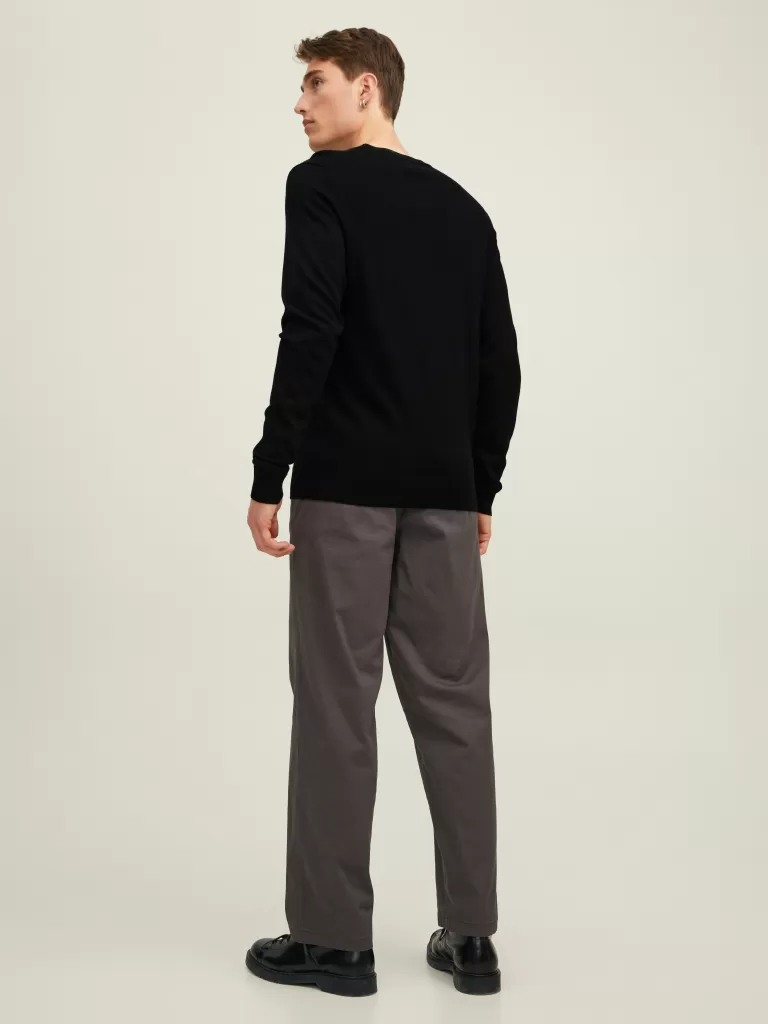 JACK & JONES Swetry^Gładki Sweter wkładany przez głowę Czarny