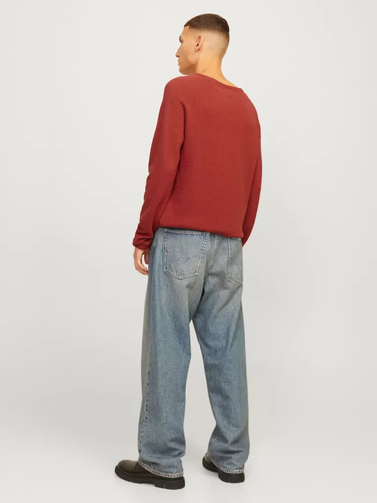 JACK & JONES Swetry^Gładki Sweter wkładany przez głowę Czerwony