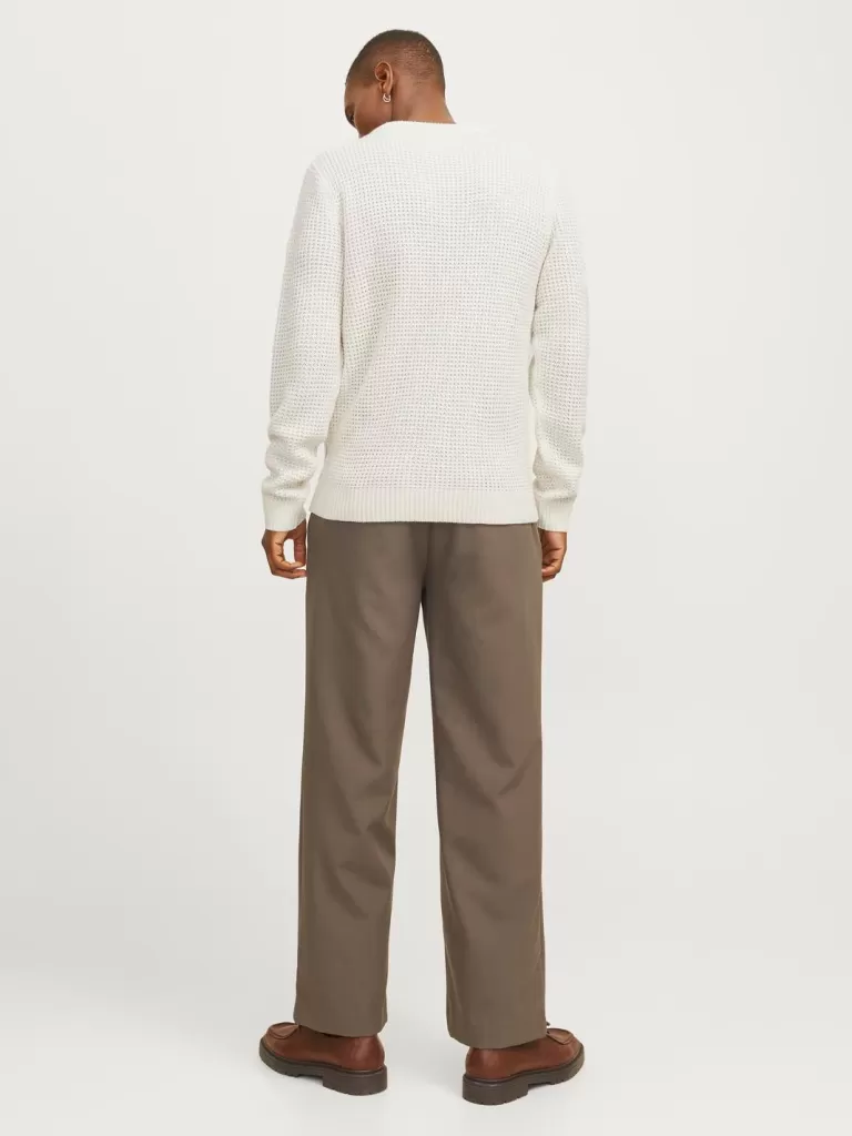 JACK & JONES Swetry^Gładki Sweter wkładany przez głowę Biały
