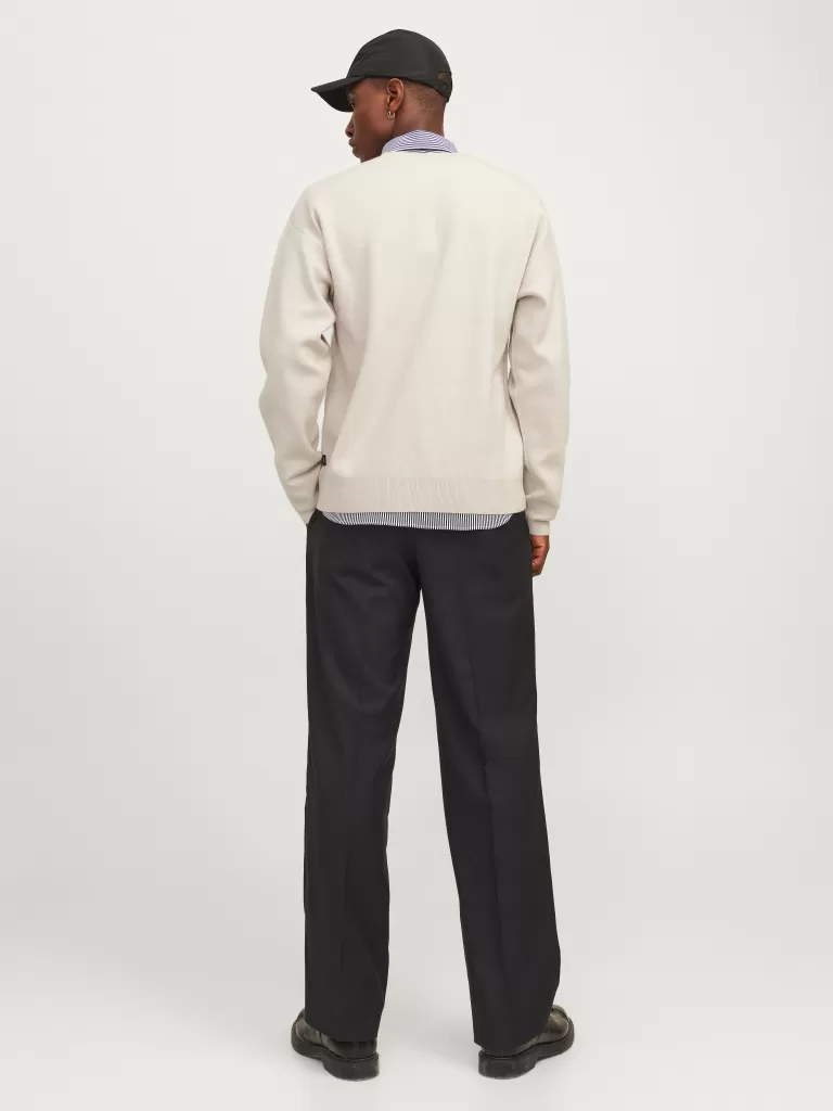 JACK & JONES Swetry^Gładki Sweter wkładany przez głowę Biały