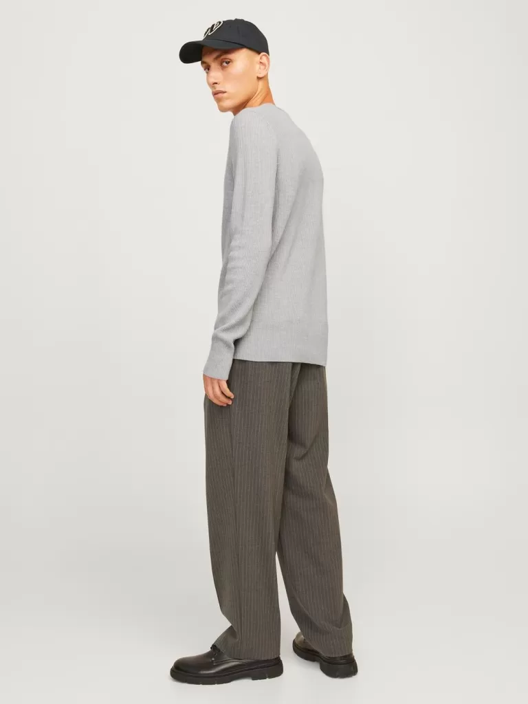 JACK & JONES Swetry^Gładki Sweter wkładany przez głowę Szary