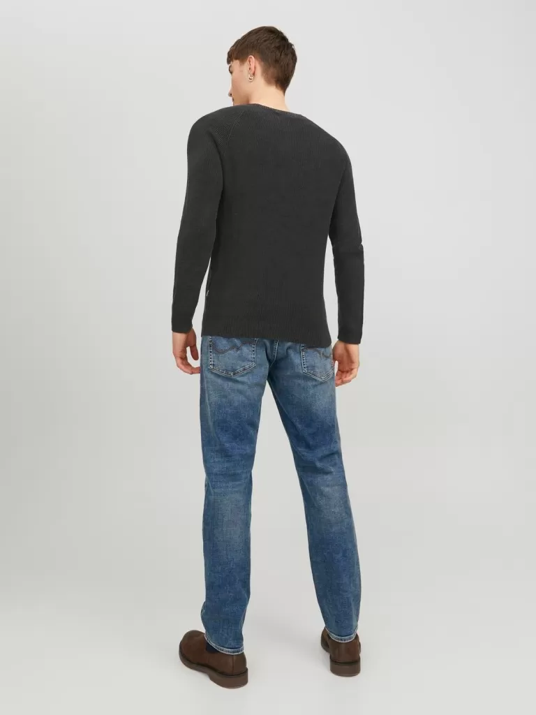JACK & JONES Swetry^Gładki Sweter wkładany przez głowę Czarny