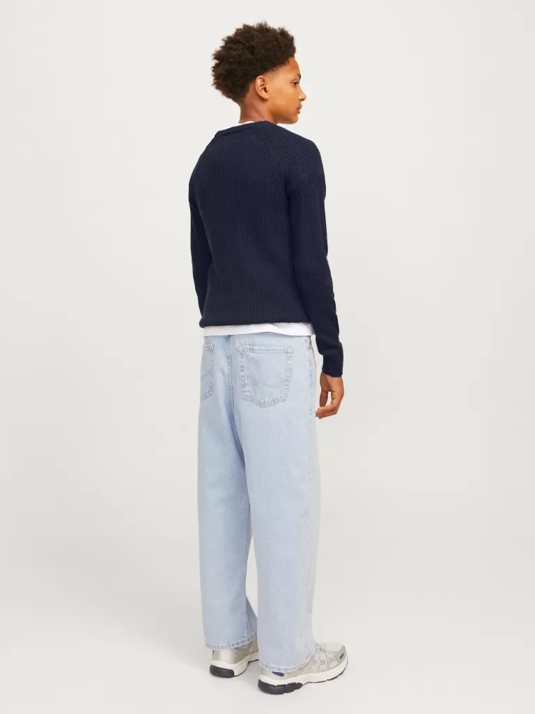 JACK & JONES Swetry^Gładki Sweter wkładany przez głowę Niebieski