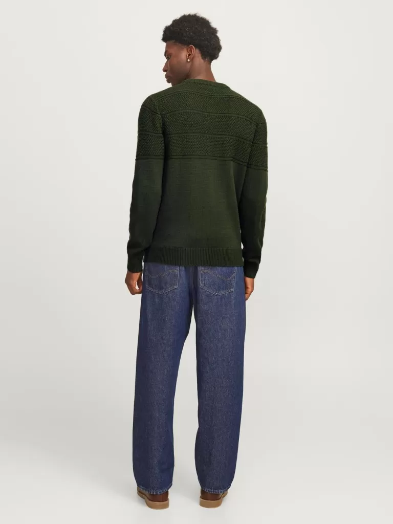 JACK & JONES Swetry^Gładki Sweter wkładany przez głowę Zielony