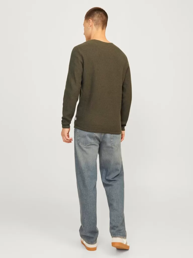 JACK & JONES Swetry^Gładki Sweter wkładany przez głowę Zielony