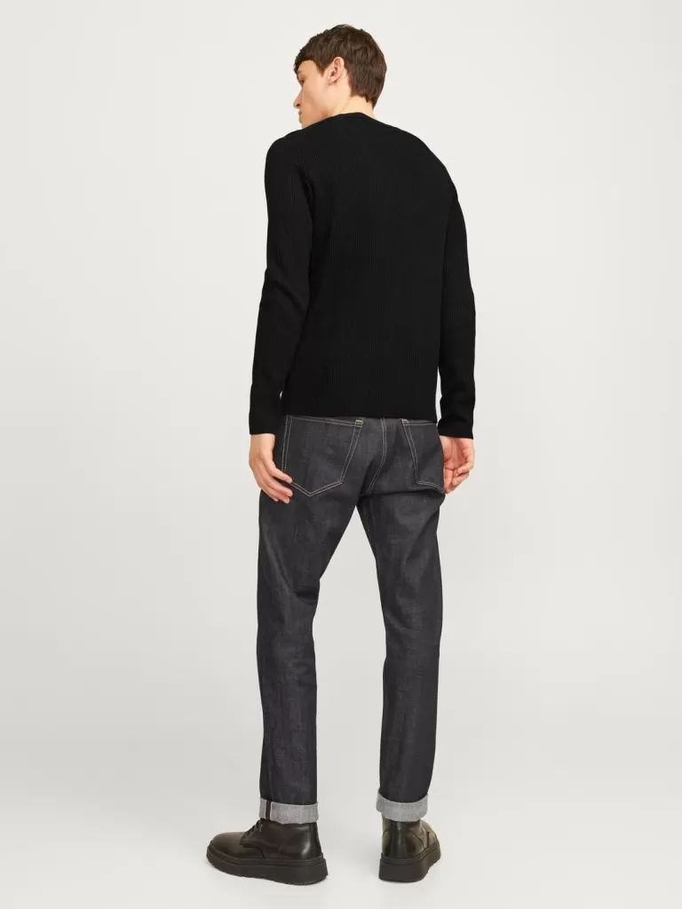 JACK & JONES Swetry^Gładki Sweter wkładany przez głowę Czarny