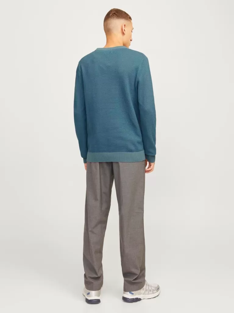 JACK & JONES Swetry^Gładki Sweter wkładany przez głowę Niebieski