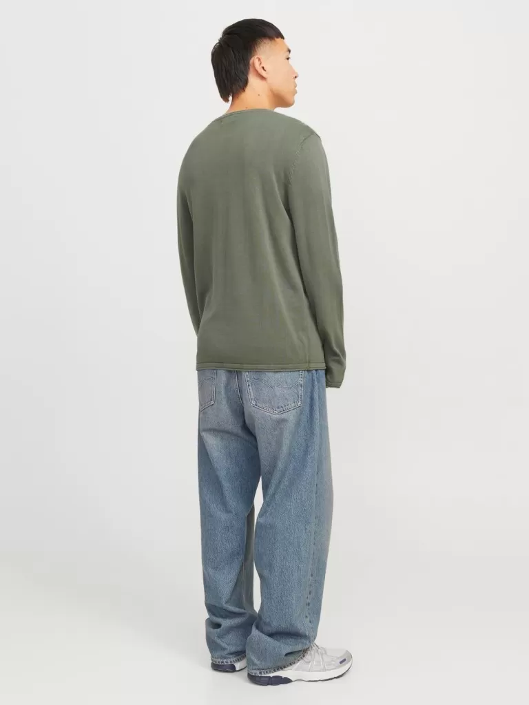 JACK & JONES Swetry^Gładki Sweter wkładany przez głowę Zielony