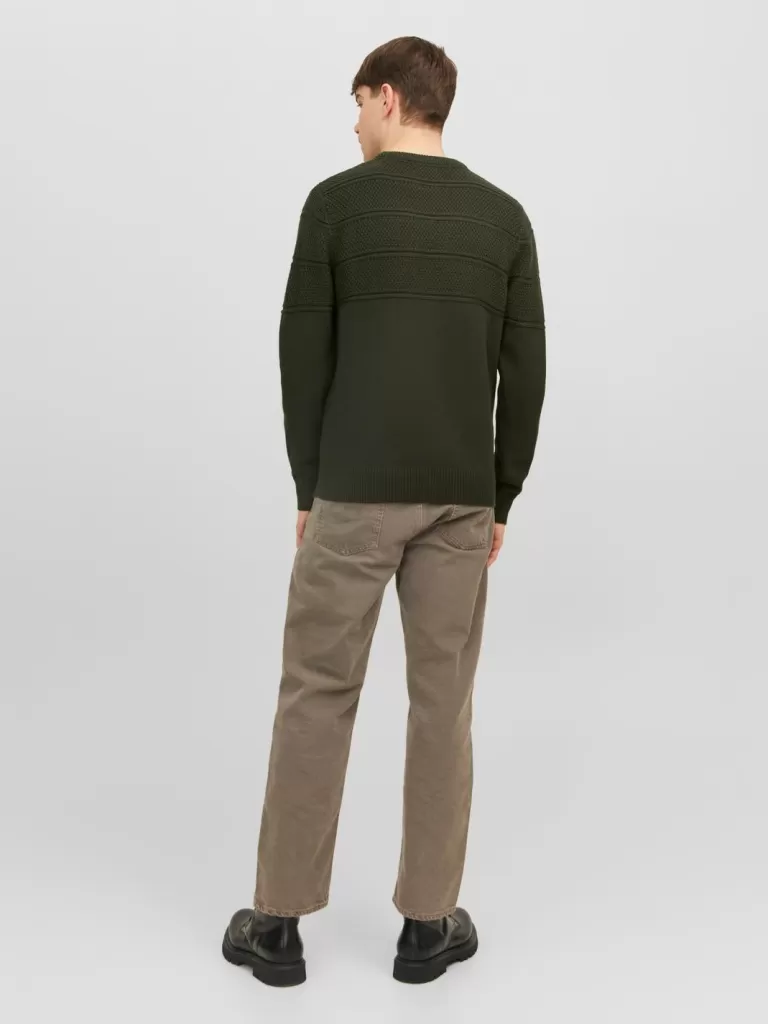 JACK & JONES Swetry^Gładki Sweter wkładany przez głowę Zielony