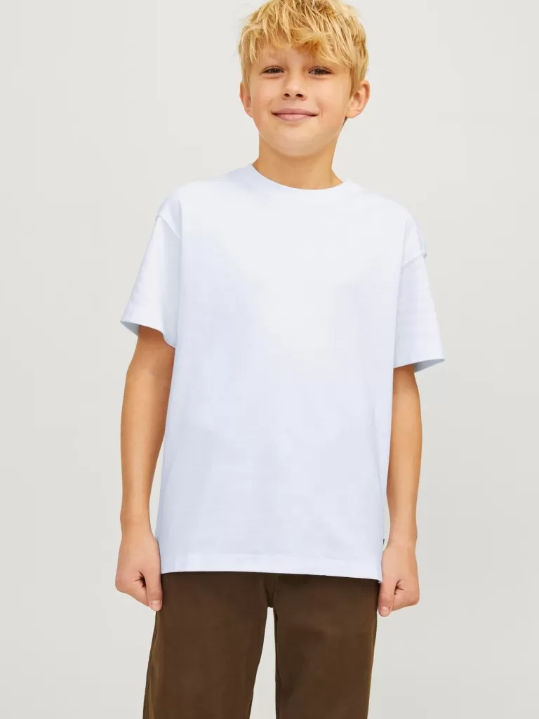 JACK & JONES Koszulki^Gładki T-shirt Junior Biały
