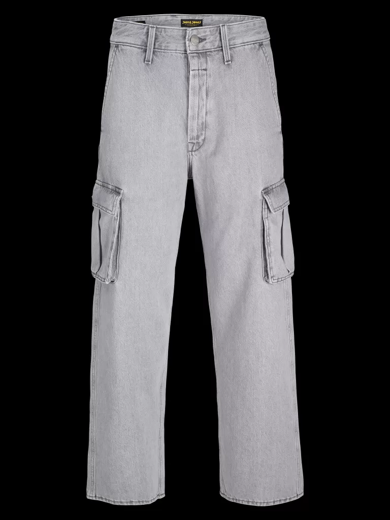 JACK & JONES Jeansy^-JJIALEX JJCARGO AKM 313 LN JNR Jeansy o kroju baggy Junior Szary