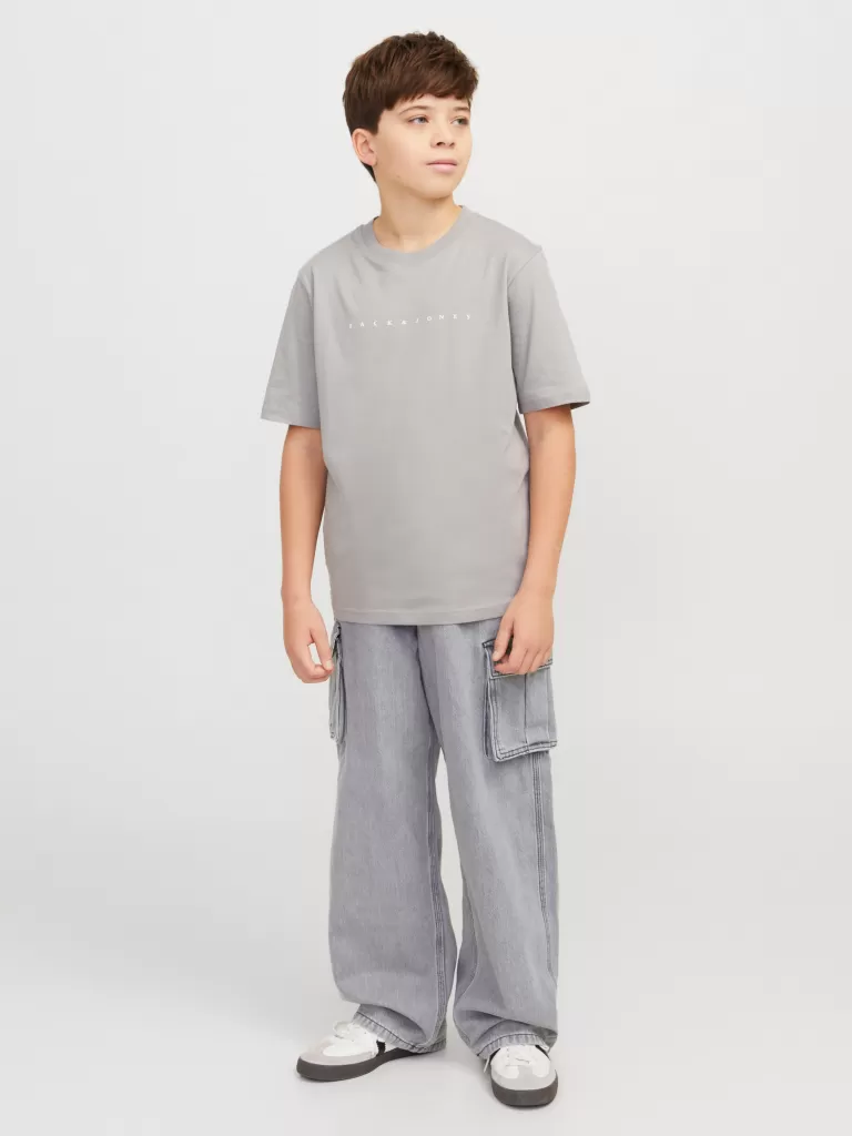 JACK & JONES Jeansy^-JJIALEX JJCARGO AKM 313 LN JNR Jeansy o kroju baggy Junior Szary