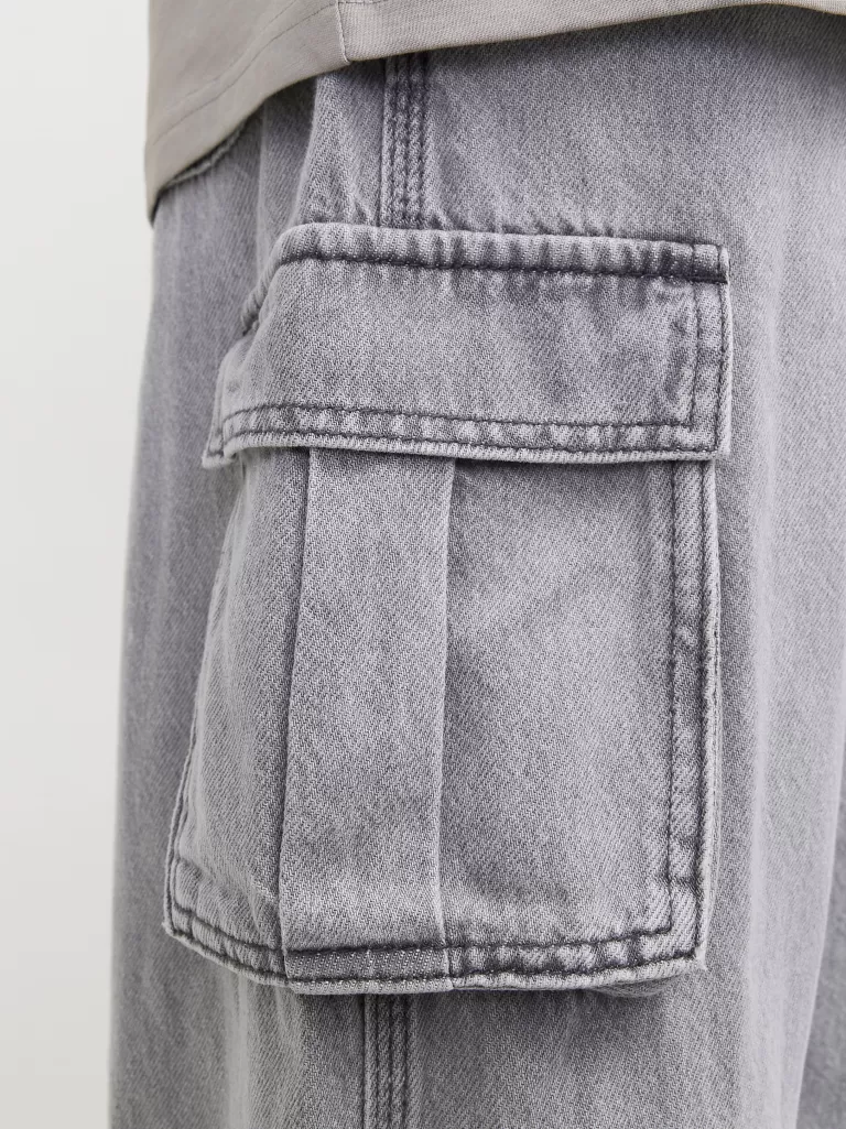 JACK & JONES Jeansy^-JJIALEX JJCARGO AKM 313 LN JNR Jeansy o kroju baggy Junior Szary