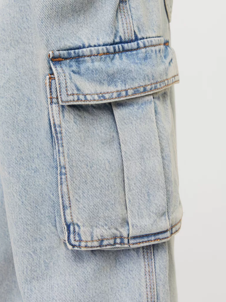 JACK & JONES Jeansy^JJIALEX JJCARGO AKM 311 LN JNR Jeansy o kroju baggy Junior Niebieski