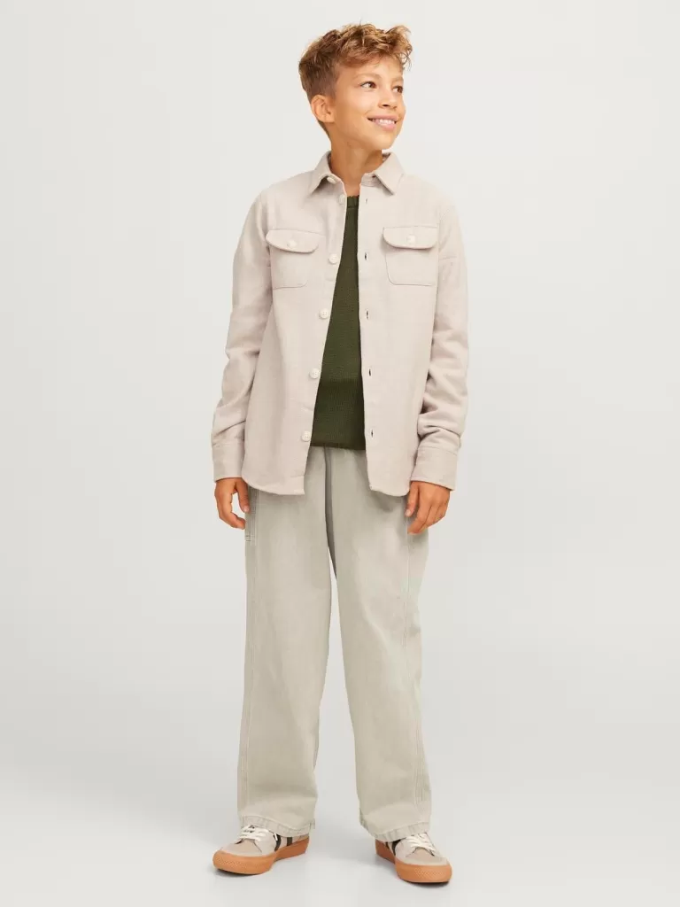 JACK & JONES Jeansy^JJIALEX JJCARPENTER AKM SN 140 JNR Jeansy o kroju baggy Junior Beżowy