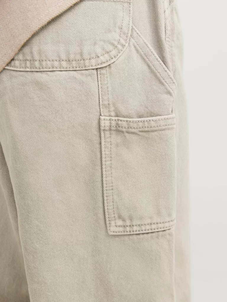 JACK & JONES Jeansy^JJIALEX JJCARPENTER AKM SN 140 JNR Jeansy o kroju baggy Junior Beżowy