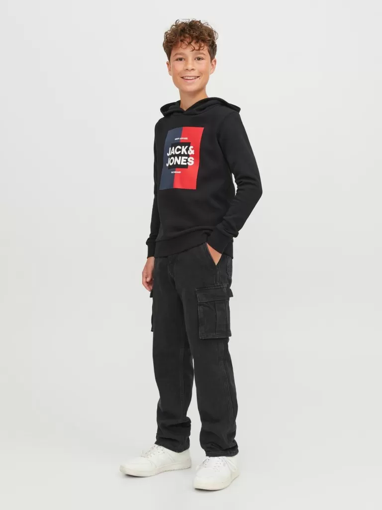 JACK & JONES Jeansy | Wyprzedaż^JJICHRIS JJCARGO MF 954 JNR Jeansy o swobodnym kroju Junior Czarny