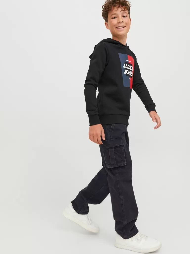 JACK & JONES Jeansy | Wyprzedaż^JJICHRIS JJCARGO MF 954 JNR Jeansy o swobodnym kroju Junior Czarny
