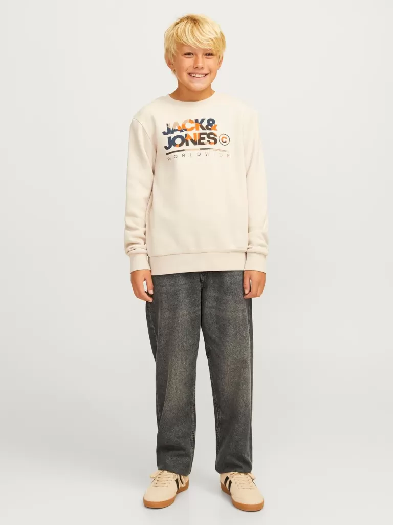 JACK & JONES Jeansy^JJICHRIS JJORIGINAL MF 045 SN JNR Jeansy o swobodnym kroju Junior Szary
