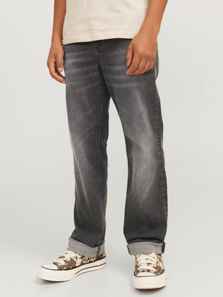 JACK & JONES Jeansy^JJICLARK JJLEON SQ 020 BF JNR Krój regularny Junior Szary