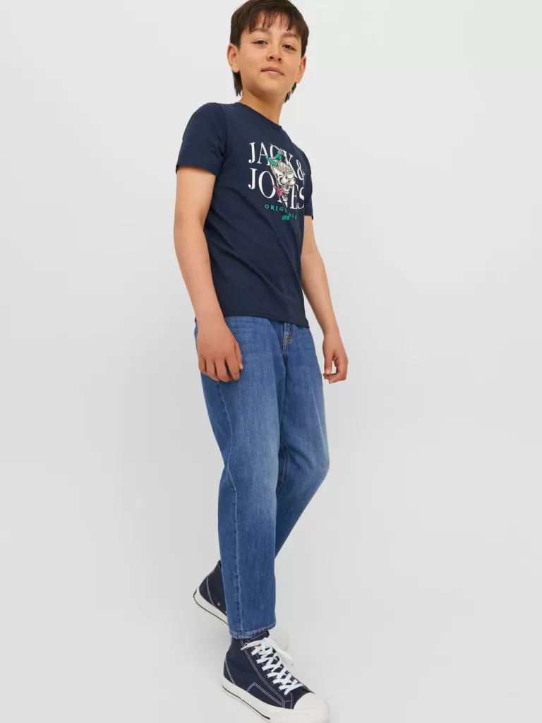 JACK & JONES Jeansy | Wyprzedaż^JJIFRANK JJORIGINIAL MF 283 JNR Jeansy o kroju wide Junior Niebieski