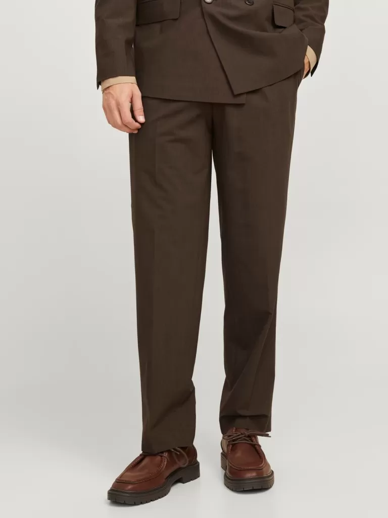 JACK & JONES Garnitury^JPRBUSHWICK Krój swobodny Eleganckie spodnie Brązowy