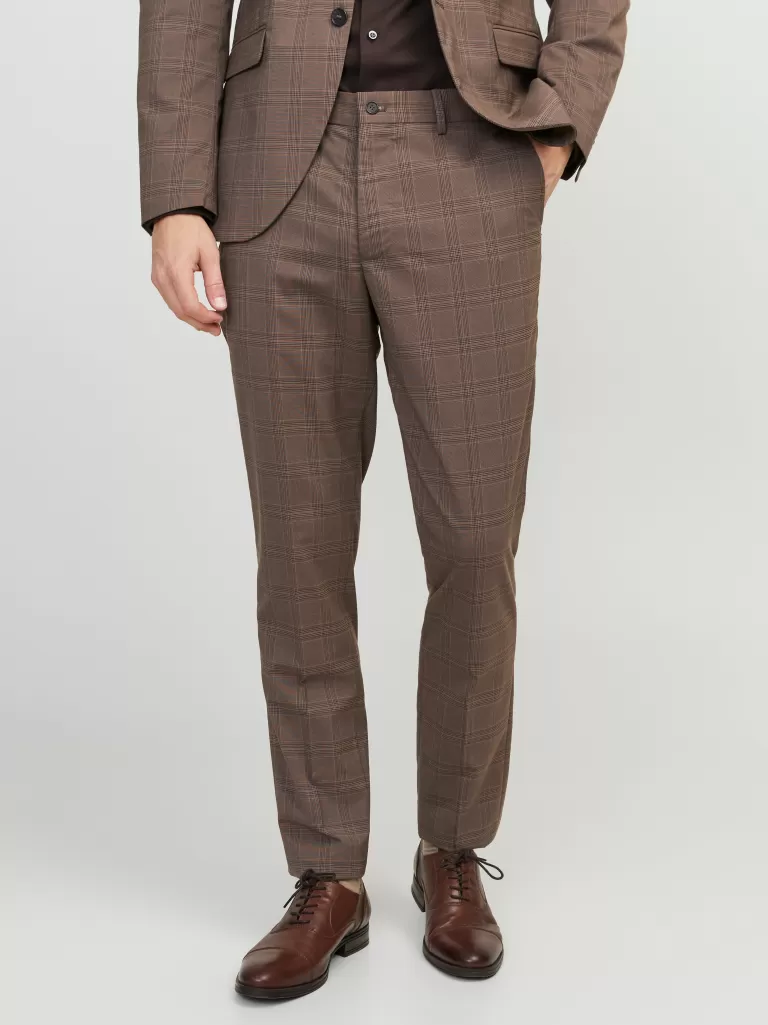 JACK & JONES Garnitury^JPRFRANCO Krój slim Eleganckie spodnie Brązowy