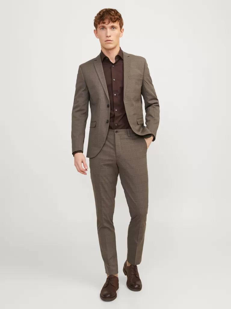 JACK & JONES Garnitury^JPRFRANCO Krój super slim Garnitur Brązowy