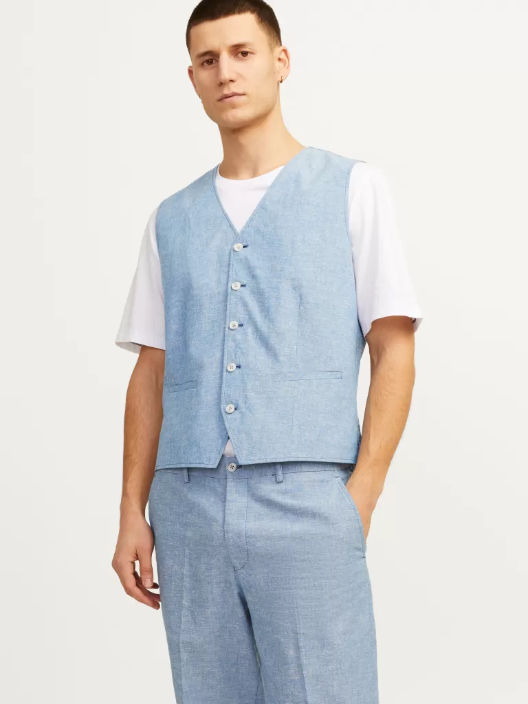 JACK & JONES Garnitury^JPRRIVIERA Krój regularny Elegancka kamizelka Niebieski