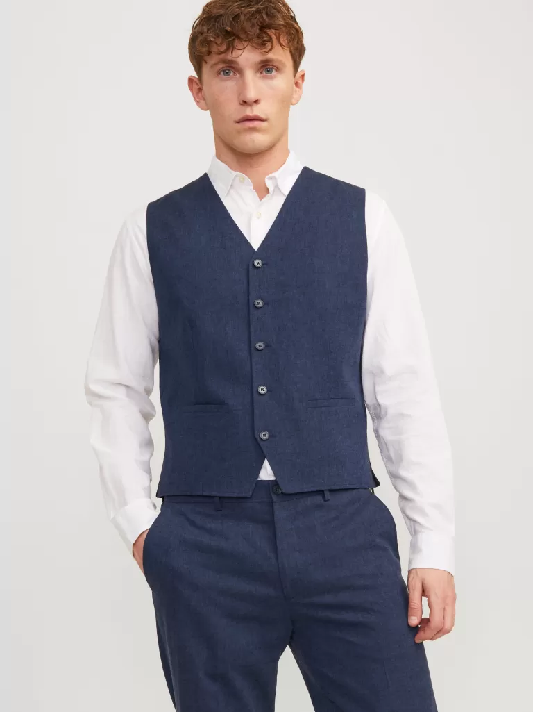 JACK & JONES Garnitury^JPRRIVIERA Krój regularny Elegancka kamizelka Niebieski