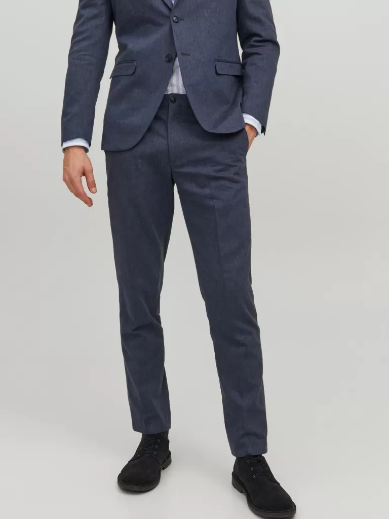 JACK & JONES Garnitury^JPRRIVIERA Krój slim Eleganckie spodnie Niebieski