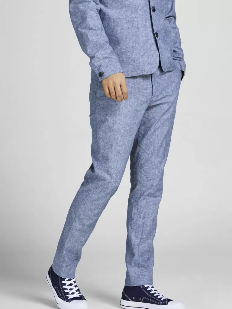 JACK & JONES Garnitury^JPRRIVIERA Krój slim Eleganckie spodnie Niebieski