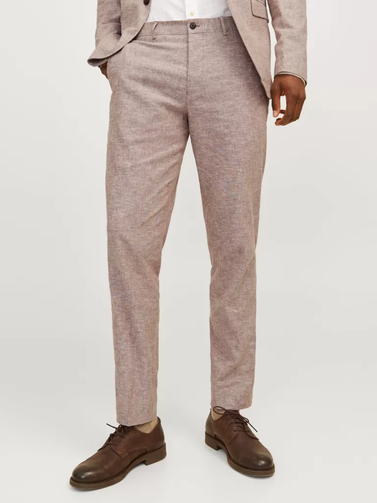 JACK & JONES Garnitury^JPRRIVIERA Krój slim Eleganckie spodnie Brązowy