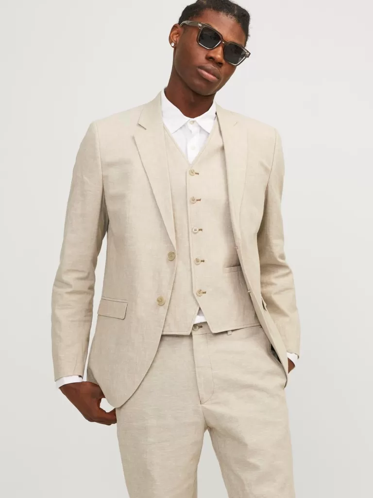 JACK & JONES Garnitury^JPRRIVIERA Krój slim Marynarka Beżowy