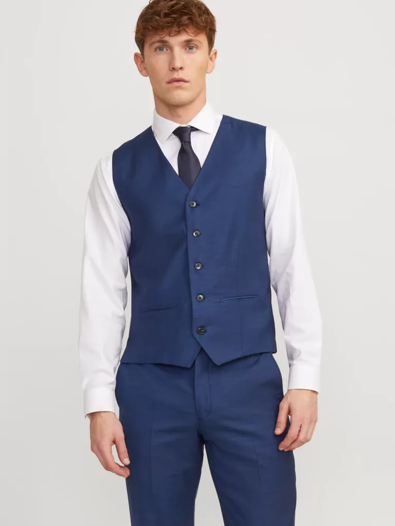 JACK & JONES Garnitury^JPRSOLARIS Krój slim Elegancka kamizelka Niebieski