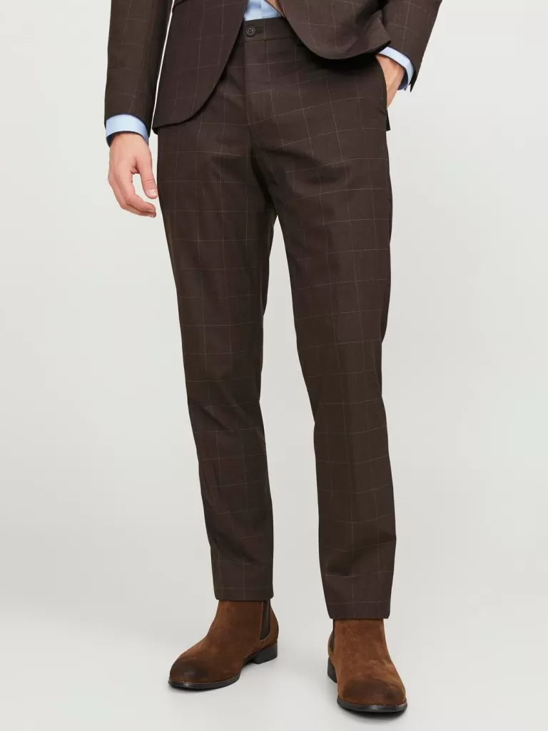 JACK & JONES Garnitury^JPRSOLARIS Krój super slim Eleganckie spodnie Brązowy
